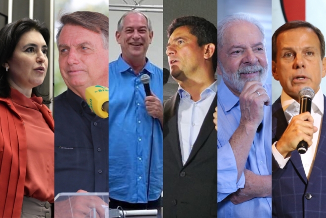 Simone Tebet, Jair Bolsonaro, Ciro Gomes, Sergio Moro, Lula e João Doria